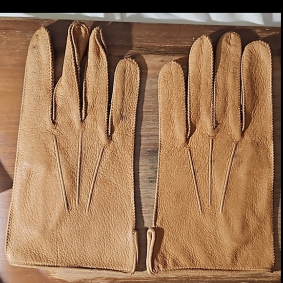 lg Leather Emperor Finger Braided Pattern Unlined Camel Classic Gloves